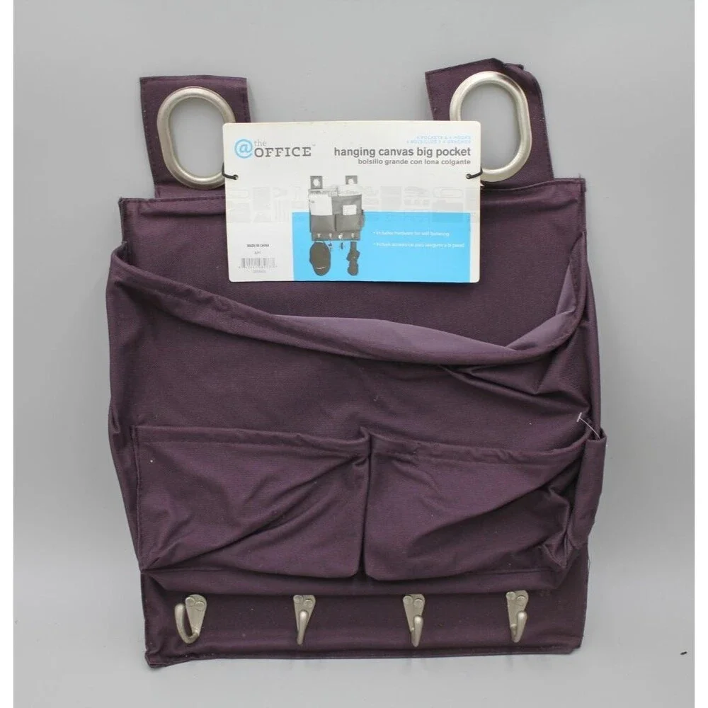 @the office Hanging Canvas Big Wall Pocket Organizer Office Household Purple